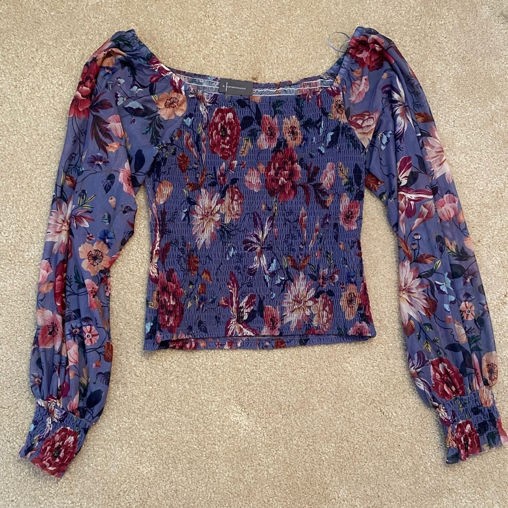 Anthropologie off the shoulder fitted shirt